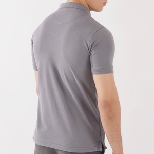 Chemise grise à manches courtes pour homme, en jersey piqué tricoté, design uni décontracté, respirante, séchage rapide, service OEM, coupe classique - Product Image 4