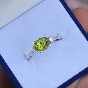 Dainty <b>Peridot</b> Solitaire <b>Ring</b> 925 Sterling Silver Green Gemstone Elegant Engagement <b>Ring</b> Gift For Her - Product Image 5