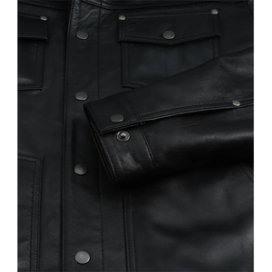 2026 OEM Top Selling Black Cowhide <b>Leather</b> <b>Jacket</b> For Men's Front Pockets 100%High Quality Low MOQ <b>Winter</b> Fashion Heated <b>Jackets</b> - Product Image 4