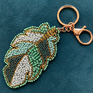 Decorative Embraided Leaf Beadwork Keychain Lightweight Keyring Chic charms For <b>Keys</b> Bag Gift Fashion <b>Key</b> Holder Statement Piece - Product Image 1