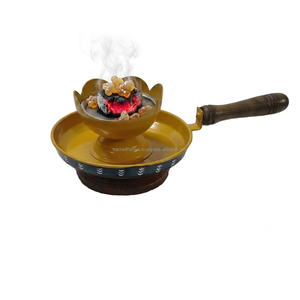 Sacred Flames Wholesale <b>for</b> Incense <b>Burner</b> Solid Brass Wooden Handle Handpainted Eco-friendly Powder Dhoop Loban Camphor - Product Image 3