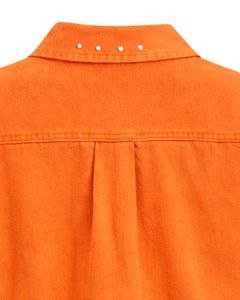 Chaqueta Vaquera Corta Naranja Personalizada para Mujer con Cierre de Botones Frontales con Pedrería, Manga Larga, Estilo Urbano, Top para Fiesta - Product Image 6