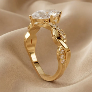 Anillo de Compromiso con Diamante Corte Marquesa para Mujer, Anillo de Diamante para Fiesta, Anillo de Diamante de Oro Amarillo Cultivado en Laboratorio para Venta de Exportación - Product Image 2
