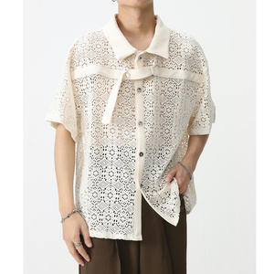 Chemise décontractée texturée en dentelle pour homme, collection été 2026, personnalisable, fabriquée par TRIOTAKE INDUSTRY - Product Image 3