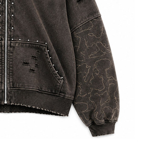 Sudadera con Capucha y Cierre de Cremallera Extra Grande para Hombre, Estilo Urbano con Estampado de Camuflaje, Color Marrón, de RTW Industries - Product Image 2