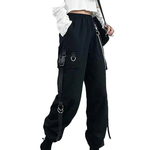 Pantalon cargo gothique taille haute pour femme, jeans baggy en denim style streetwear, vente en gros à faible MOQ, à prix abordable - Product Image 3
