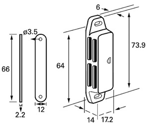 Double Magnetic Cabinet <b>Catch</b> for Cabinet and Cupboard <b>doors</b> - Product Image 4