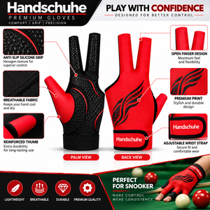 Guante de Billar Ambidiestro de 3 Dedos para Snooker, Cierre de Gancho y Bucle, Diseño Digital Texas Wolf Negro - Product Image 4