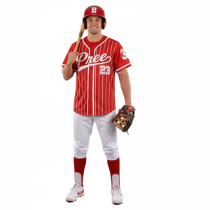 Camiseta de Béisbol Americana con Rayas, Cierre de Botones, Manga Larga, Transpirable, Antibacteriana, Absorbe la Humedad, Talla Grande para Adultos - Product Image 5