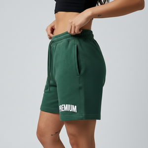 Women Cotton Sweat Shorts Puff Printing Logo Custom Gym Training Shorts OEM Sportswear Manufacturer - Product Image 4