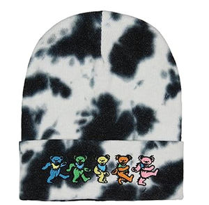 Bonnet en tricot 100 % acrylique dégradé tie-dye pour adulte avec broderie – Chapeau coloré, chaud et doux - Product Image 5