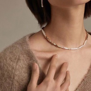 Conjunto de Collar y Aretes de Perlas de Agua Dulce Naturales con Diseño Retro Francés, Estilo Simple y Exclusivo para Mujer - Product Image 2