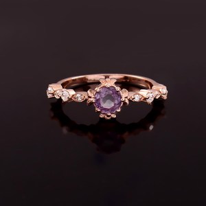 Anillo de Compromiso de Alejandrita, Plata de Ley 925, Chapado en Oro Rosa de 14K, Certificado IGI, Cambio de Color, Regalo para Ella, Fiesta - Product Image 5