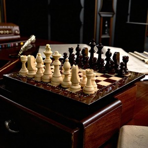 Jeu d'échecs en bois fait main de haute qualité, pièces Staunton de luxe avec coffret de rangement en bois, cadeau d'anniversaire, utilisation sur table. - Product Image 4