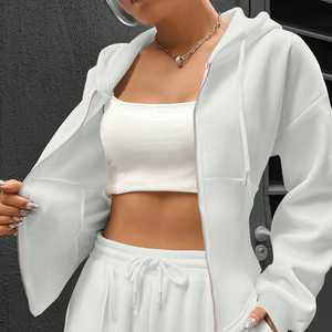 Conjunto de Dos Piezas de Moda para Mujer, Chaqueta con Cremallera de Manga Larga y Pantalones Deportivos Ajustados de Color Combinado, Conjuntos Completos para Mujer - Product Image 4