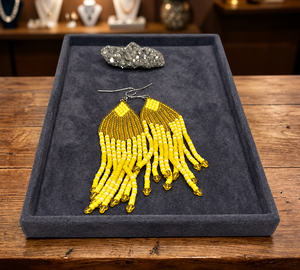 Pendientes Colgantes con Borlas Trenzadas de Cuentas de Vidrio y Microincrustaciones para Mujer, Estilo Bohemio, Modelo KHSD 037 - Product Image 5