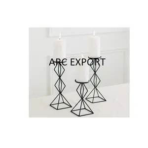 New Luxury Black Wire Metal Design Fancy New Shapes Decorative Modern Stylish Unique Candle Holder