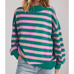 Women Turtleneck Pullover Heavyweight Cotton Lined Fleece Sweatshirt - Product Image 5