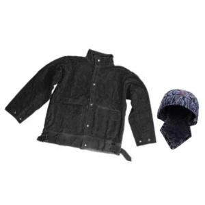 Veste de soudeur industrielle de haute qualité en cuir de vachette pleine fleur avec logo et poches latérales, respirante, résistante et robuste - Product Image 6