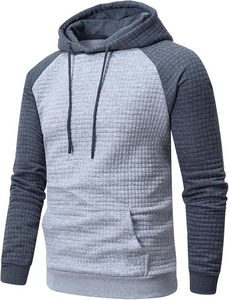 Sweat-shirts à capuche pour hommes, à manches longues, en jacquard à carreaux, avec cordon de serrage, style hipster décontracté, avec poches kangourou - Product Image 3