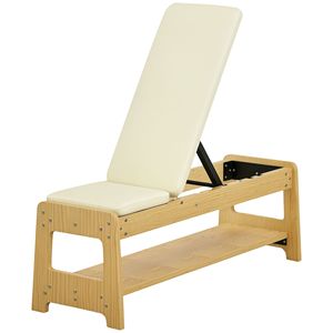 Banco de Ejercicios Ajustable de Madera con Soporte para Mancuernas, Plano o Inclinado, para Gimnasio en Casa, Blanco, Banco y Soportes para Levantamiento de Pesas - Product Image 1