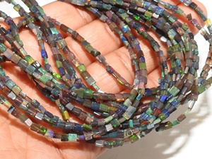 Cuentas de Ópalo Etíope Negro - Multicolor - Forma Cuadrada Acolchada - Para la Fabricación de Joyas - Hilo de 16 Pulgadas - 2-3MM Aprox. - Piedra Natural - Product Image 2