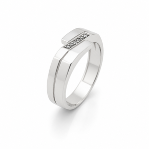 Anillo Abierto de Plata de Ley 925 para Mujer con Diamantes, Pulido Brillante, Diseño Geométrico Minimalista, Banda Ajustable, para Bodas, Fiestas y Uso Diario - Product Image 3