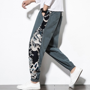 Fashion Casual Chinese Dragon Patchwork <b>Harem</b> Work Pants Men <b>Trousers</b> Plus Size Streetwear Men's Baggy Joggers Sweatpants Mid - Product Image 5