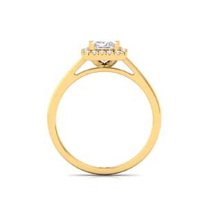 Bague solitaire en diamant de laboratoire taille princesse et taille ronde en or 10 carats avec finition plaquée or pour femme - Product Image 3