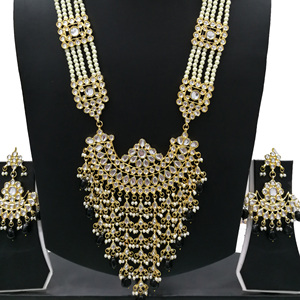 Indian Stylish Layered Pearl Rani Haar Long Kundan Necklace Jewellery Set Wedding Engagement Party <b>Gift</b> Antique Gold Plated - Product Image 4