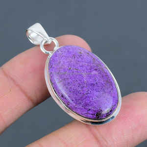 Collar con colgante de plata de ley 925, colgante de piedra preciosa de purpurita para cadena, joyería hecha a mano, regalo de joyería de purpurita para ella - Product Image 4