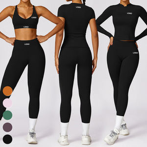 Conjunto Deportivo de 3 Piezas para Mujer, Leggings y Camiseta sin Mangas con Cintura Elástica Transpirable, Spandex/Nylon, para Yoga, Gimnasio y Fitness - Product Image 4