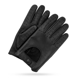 Leather <b>Driving</b> <b>Gloves</b> Full Finger Black Breathable Non Slip Adjustable Wrist Strap Unisex All Seasons - Product Image 4