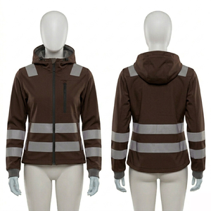Women and men <b>Work</b> Hoodie Polyester <b>Fleece</b> Blue Reflective Stripe Zip Jacket Custom Logo Embroidery Heat Transfer Screen Print - Product Image 5