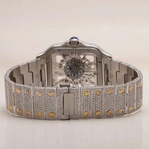 Montre de luxe pour homme en argent avec boîtier carré en moissanite, mouvement à quartz analogique ETA, cristal saphir, fermoir papillon, 39 mm, 10 m - Product Image 2