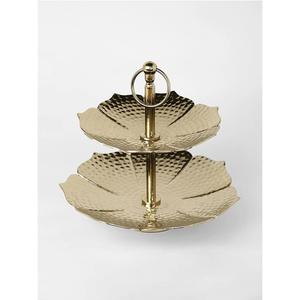 Soporte de Dos Niveles para Telaraña de Hierro con Mano de Esqueleto Negra en la Parte Superior, Elegante Exhibidor Dorado para Halloween, Perfecto para Decoración de Fiestas Espeluznantes - Product Image 2