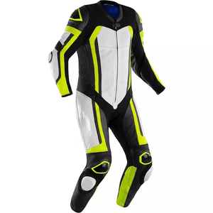 Men's Leather Motorcycle Racing Suit One Piece Black Red White <b>Green</b> Windproof Gear - Product Image 5