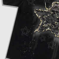 T-shirt Homme Oversize Imprimé de Bonne Qualité, Vente en Gros, Personnalisé, Motif Étoile Vieilli, Style Y2K Streetwear, Fournisseur OEM Marque Privée