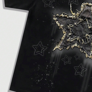 Camiseta de Hombre con Estampado Oversize de Buena Calidad, Venta al por Mayor, Diseño Gráfico de Estrella Desgastada, Estilo Y2K, Streetwear, Marca Privada, Proveedor OEM - Product Image 3