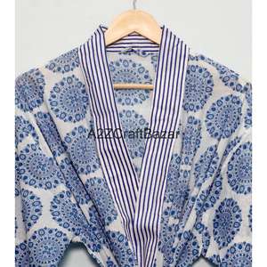 Kimono de Algodón con Estampado Floral, Moderno, Elegante y a la Moda, con Cinturón Ajustable para Niñas y Mujeres - Product Image 4