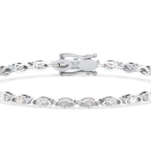 REYES Original Design 925 Sterling <b>Silver</b> Marquise Cut 5.5Ct Moissanite Box Lock Tennis <b>Bracelet</b> Engagement Gift for Her and Him - Product Image 3