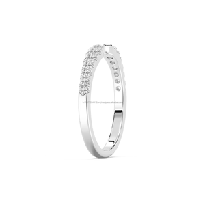 Anillo de compromiso y eternidad minimalista para mujer con diamante natural de corte brillante de 0.25 ct, en oro blanco macizo de 14K, para aniversario de boda - Product Image 2