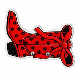 Soporte de pestañas acrílico sostenible con diseño floral rojo y negro, con logotipo personalizado, en forma de bota de vaquero, para instrumentos de belleza - Product Image 5
