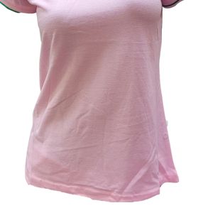 เสื้อโปโลผ้าฝ้ายสีชมพูสำหรับผู้หญิง แขนสั้น เสื้อลำลอง ปักลายกราฟิก เสื้อผ้าแฟชั่น ใส่ได้ทุกวัน สวมใส่สบาย มีสไตล์ - Product Image 4