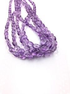 Cuentas ovaladas lisas de amatista natural para la elaboración de joyería fina, collar de piedras preciosas - Product Image 6