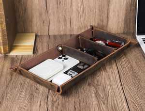 Top Quality Genuine Leather Tray Thick Cowhide <b>Desk</b> Organizer Catchall Custom Supplier Real Leather Tray GLTY-0048 - Product Image 6