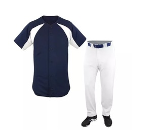 Uniformes de Béisbol Personalizados al por Mayor de Alta Calidad, Camisetas de Béisbol Lisas, Conjuntos de Camisetas y Pantalones con Botones - Product Image 3