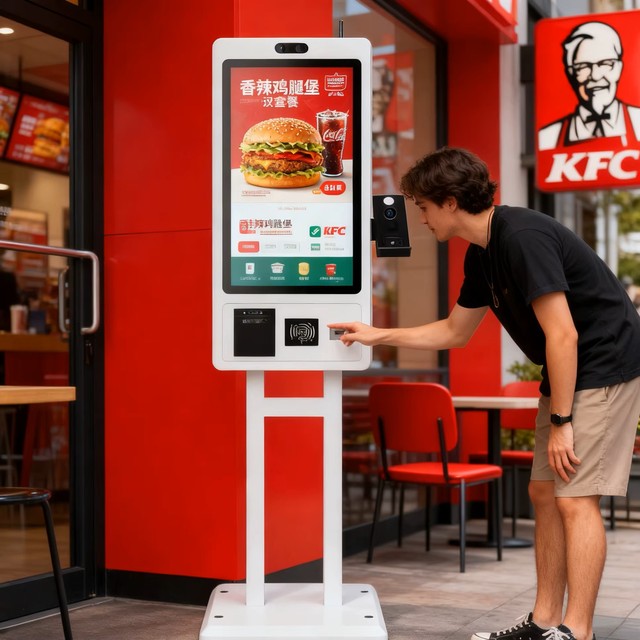 24 Inch Food Ordering Ticket Kiosk Machine Payment Terminal Floor Standing Indoor Touchscreen Pos Computer Kiosk