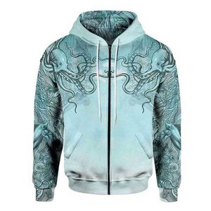 Sweat à capuche à fermeture éclair complète 100% coton pour hommes de haute qualité avec impression par sublimation 3D personnalisée 400GSM sweat-shirt décontracté Service OEM - Product Image 2