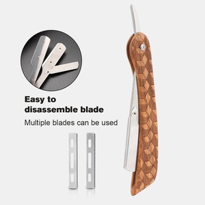 Professional <b>Men</b> Kit Straight Edge Single Blade Disposable Barber <b>Razor</b> Stainless Steel Blade Wooden Handle ANAAIF ENTERPRISES - Product Image 2
